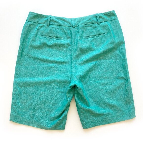 Talbots Shorts Linen Blend Size 8 Green 10.5” Inseam Bermuda Resort - Picture 5 of 10